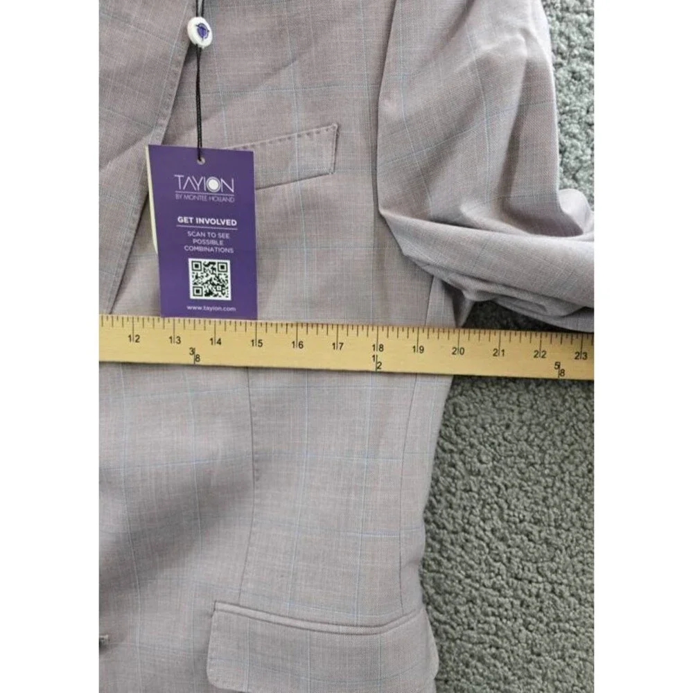 Tayion Collection Regular Fit Suit Jacket Men's 38R Pink Button Closure L/S